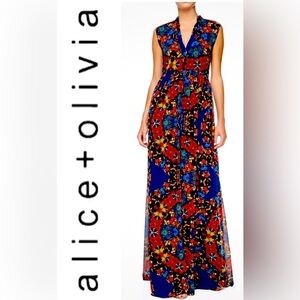 - Alice + Olivia Marianna Printed Button-front Maxi Dress- size 0